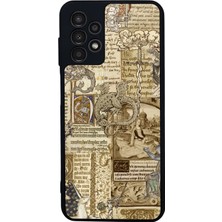 Scaleta Case Samsung Galaxy A13/A23 Uyumlu Orta Çağ Tasarımlı Glossy Mat Siyah Silikon Telefon Kılıfı
