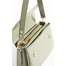 Just Polo  Kadın Yeşil Baskı Desenli Kolon Askılı 3 Bölmeli Omuz Çantası 2184MH