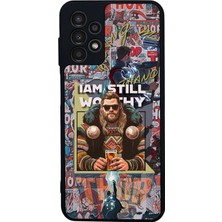 Scaleta Case Samsung Galaxy A13/A23 Uyumlu Thor Tasarımlı Glossy Mat Siyah Silikon Telefon Kılıfı