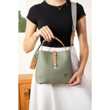 Just Polo  Kadın Yeşil Taba 3 Gözlü Su Geçirmez Çapraz ve Omuz Çantası 22 x 20 cm