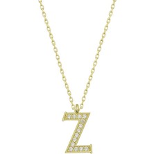 Tienda Elegante Gümüş Gold Z Harfi Kadın Kolye