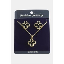 Zero Land Xmpdby Çiçek Zirkon Taşlı Set Kolye-Kırmızı