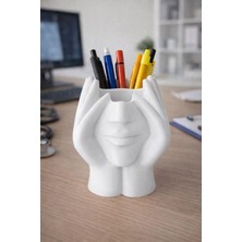 Öztürk Organizasyon El Figürlüdekoratif Kalemlik – Turuncu/ Siyah / Beyaz