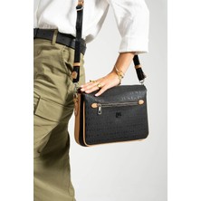 Just Polo  Kadın Su Geçirmez Kabartma Baskılı Ayarlanabilir Askılı Lüks Omuz Çantası