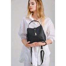 Just Polo  Kadın Orijinal Just Polo Siyah 3 Gözlü Su Geçirmez Çapraz ve Omuz Çantası 22 x 20 cm