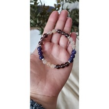 Lepidolit &rutilli Kuvars & Dumanli Kuvars ( Öfke/anksiyete/ Depresyon/bipolar)Bileklik