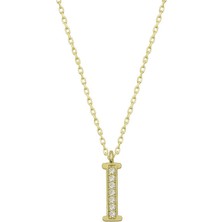 Tienda Elegante Gümüş Gold I Harfi Kadın Kolye