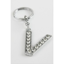 Zero Land Xmpdby Gümüş Renkli Taşlı Harf Anahtarlık-V