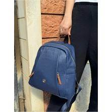 Just Polo  Kadın Lacivert Taba 9 Gözlü Büyük Boy Sırt Çantası