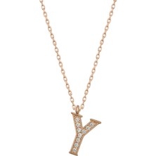 Tienda Elegante Gümüş Rose Y Harfi Kadın Kolye