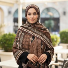 Revam Collection Retro Desenli Pamuk Şal Aura Serisi Kahve