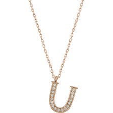 Tienda Elegante Gümüş Rose U Harfi Kadın Kolye