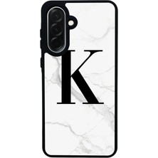 Scaleta Case Samsung Galaxy A26 Uyumlu K Harfli Tasarımlı Glossy Mat Siyah Silikon Telefon Kılıfı