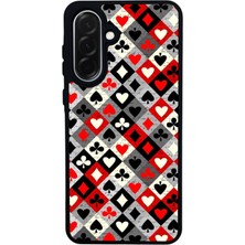 Scaleta Case Samsung Galaxy A26 Uyumlu Iskambil Kağıdı Tasarımlı Glossy Mat Siyah Silikon Telefon Kılıfı