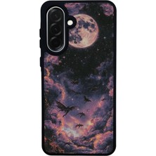 Scaleta Case Samsung Galaxy A26 Uyumlu Ay (Moon) Tasarımlı Glossy Mat Siyah Silikon Telefon Kılıfı