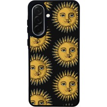 Scaleta Case Samsung Galaxy A36 Uyumlu Güneş Tasarımlı Glossy Mat Siyah Silikon Telefon Kılıfı