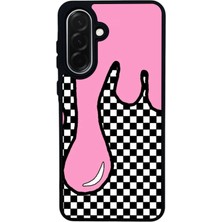 Scaleta Case Samsung Galaxy A26 Uyumlu Dama Desenli Tasarımlı Glossy Mat Siyah Silikon Telefon Kılıfı