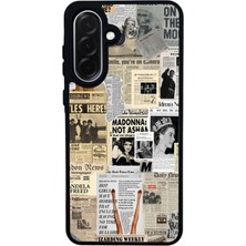 Scaleta Case Samsung Galaxy A26 Uyumlu Gazete Tasarımlı Glossy Mat Siyah Silikon Telefon Kılıfı