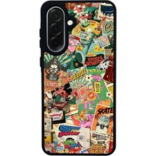 Scaleta Case Samsung Galaxy A26 Uyumlu Retro Tasarımlı Glossy Mat Siyah Silikon Telefon Kılıfı