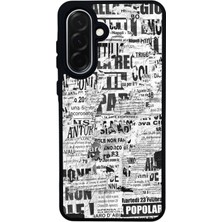 Scaleta Case Samsung Galaxy A36 Uyumlu Gazete Tasarımlı Glossy Mat Siyah Silikon Telefon Kılıfı