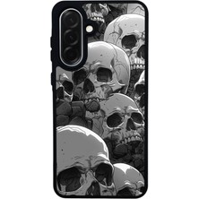 Scaleta Case Samsung Galaxy A36 Uyumlu Kafatası Tasarımlı Glossy Mat Siyah Silikon Telefon Kılıfı