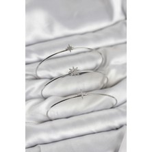 Mç Plus Zirkon Taşlı Kutup Yıldızı Model Gümüş Renk 3'lü Kadın Bileklik Kombini