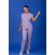 Tek Üst Unisex Kalıp Lila Likralı Hemşire / Doktor Forması Scrubs