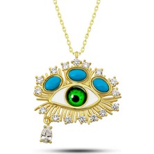 Tienda Elegante Gümüş Gold Gözyaşı Damlası Koruyucu Bakış Kolye