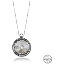 Fm Swarovski Crystal Taşlı Çerçeveli Gümüş Kadın Kolye