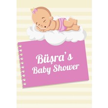 Reysa Tasarım Sarı Çizgili Bebek Temalı Baby Shower Afişi 70X100 cm