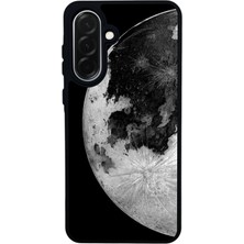 Scaleta Case Samsung Galaxy A36 Uyumlu Ay (Moon) Tasarımlı Glossy Mat Siyah Silikon Telefon Kılıfı