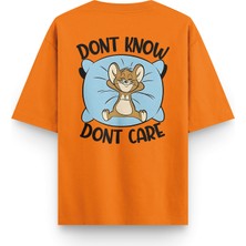Overoz Tom & Jerry Sırt Baskılı Yarı Oversize Unisex Turuncu Tshirt 1381
