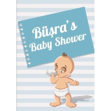 Reysa Tasarım Mavi Çizgili Bebek Temalı Baby Shower Afişi 50X70 cm