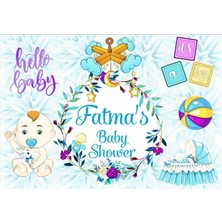 Reysa Tasarım Mavi Bebek Arabası Temalı Baby Shower Afişi 35X50 cm