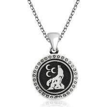 Tienda Elegante Gümüş Üç Hilal Kurt Kolye
