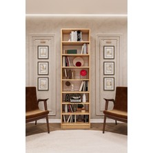 Asra Trend Lüks Meşe 8 Raflı Ayarlanabilir Ev Ofis Kitaplık %100 MDF Modern Kitaplık K02