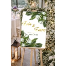 Reysa Tasarım Yeşil Dallı Düğün, Nişan ve Söz Karşılama Panosu – 50X70 cm