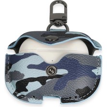 Cash Dukkan Newface Airpods Pro 2 (2.nesil) Çanta Kamuflaj Deri Kılıf - Mavi