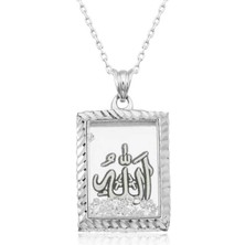 Tienda Elegante Gümüş Allah Yazılı Kadın Kolye