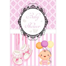 Reysa Tasarım Pembe Bebek Temalı Baby Shower Afişi 35X50 cm