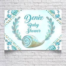 Reysa Tasarım Mavi Salangoz Temalı Baby Shower Afişi 35X50 cm
