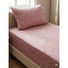 Maki Home %100 Pamuklu Pembe Çiçekler 90X190+50X70 cm Tek Kişilik Lastikli Çarşaf Takımı
