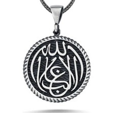 Tienda Elegante Gümüş La Galiba İllallah Yazılı Gümüş Kolye