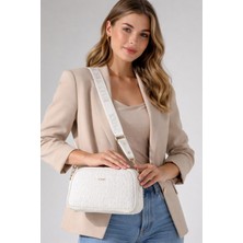 Just Polo Kadın Beyaz 5 Bölmeli Ayarlanabilir Uzun Askılı Omuz Çantası -2053