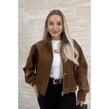 Muna Boutique Vunora Ithal Kahverengi Fermuarlı Kadın Ceket