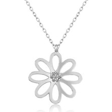 Tienda Elegante Gümüş Çiçek Bayan Kolye