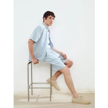 LC Waikiki Mavi Rahat Kalıp Erkek Müslin Şort