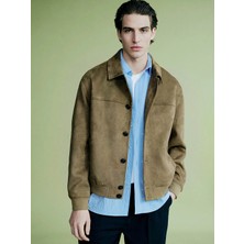 LC Waikiki Bej Standart Kalıp Erkek Süet Mont