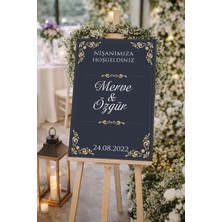 Reysa Tasarım Siyah Gold Çerçevelş Düğün, Nişan ve Söz Karşılama Panosu – 50X70 cm
