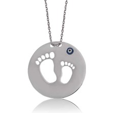 Tienda Elegante Gümüş Anne Bebek Ayak Izi Bayan Kolye